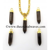 Smoky Quartz Small Bullet Gold Electroplated Pendant